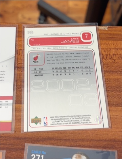 2001 Upper Deck #292 Mike James — front