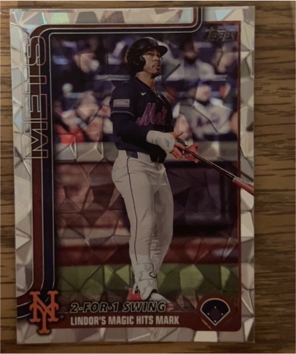 2025 Topps Update #US290 Francisco Lindor 2-For-1 Swing Diamante Foil — front