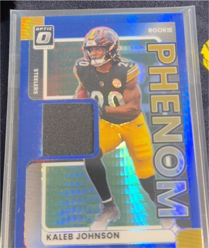 2025 Panini Donruss Optic #RPBH-KJN Kaleb Johnson Rookie Phenom Blue Hyper Patch — front