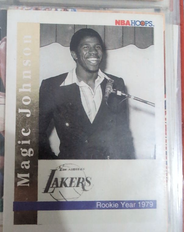 1992 NBA Hoops Magic Johnson Rookie and Retirement Card — front