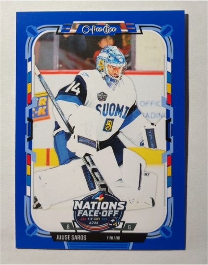 2025-26 O-Pee-Chee #521 Juuse Saros 4 Nations Face-Off — front