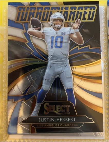 2020 Panini Select #T24 Justin Herbert Turbocharged Rookie Card — front