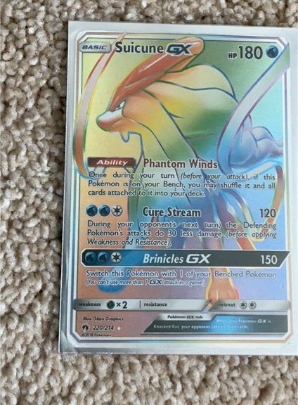 2018 Pokémon TCG Lost Thunder #220/214 Suicune GX — front