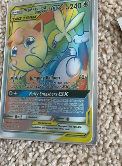 2019 Pokemon Cosmic Eclipse #165 Mega Lopunny & Jigglypuff GX — front