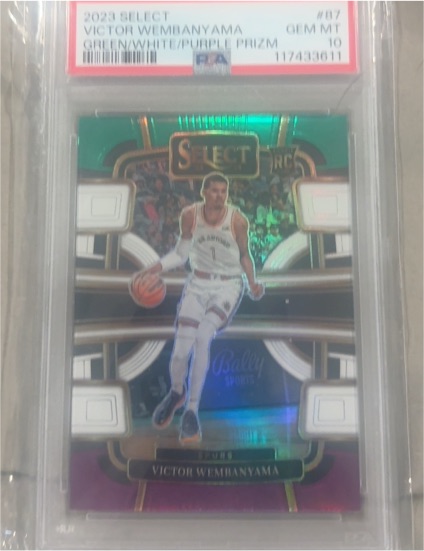 2023 Panini Select #87 Victor Wembanyama Green White Purple Prizm — front