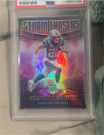 2021 Panini Mosaic Storm Chasers #SC-8 Christian McCaffrey — front