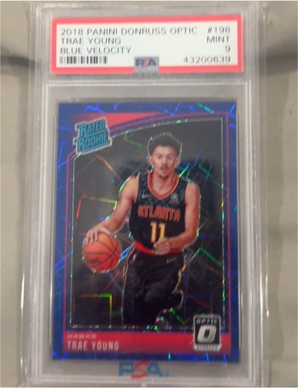 2018 Panini Donruss Optic #198 Trae Young Blue Velocity — front