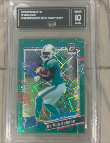 2023 Panini Donruss Optic #269 De'Von Achane Rated Rookie Green Velocity Prizm — front