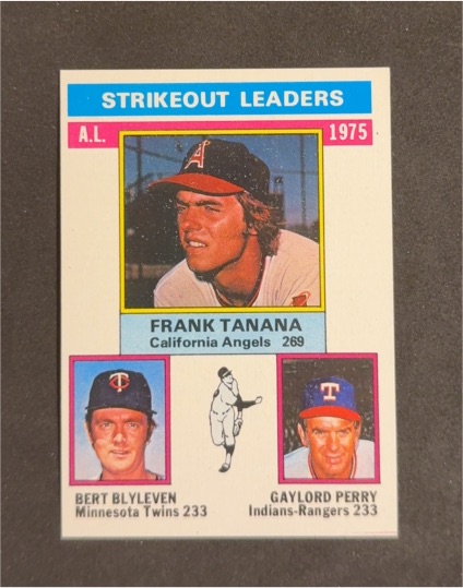 1976 Topps #204 AL Strikeout Leaders Frank Tanana, Bert Blyleven, Gaylord Perry — front