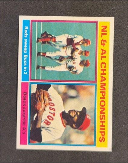 1976 Topps #461 NL & AL Championships Johnny Bench & Luis Tiant — front