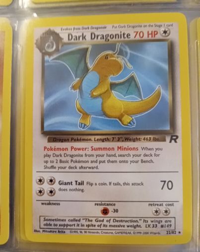 1999 Pokémon Team Rocket #22 Dark Dragonite — front