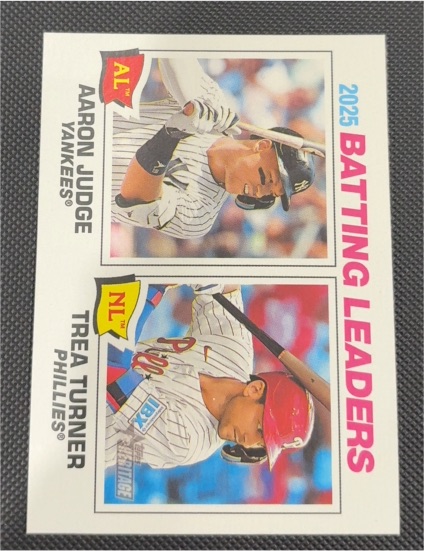 2026 Topps Heritage 2025 Batting Leaders #1 Aaron Judge / Trea Turner — front