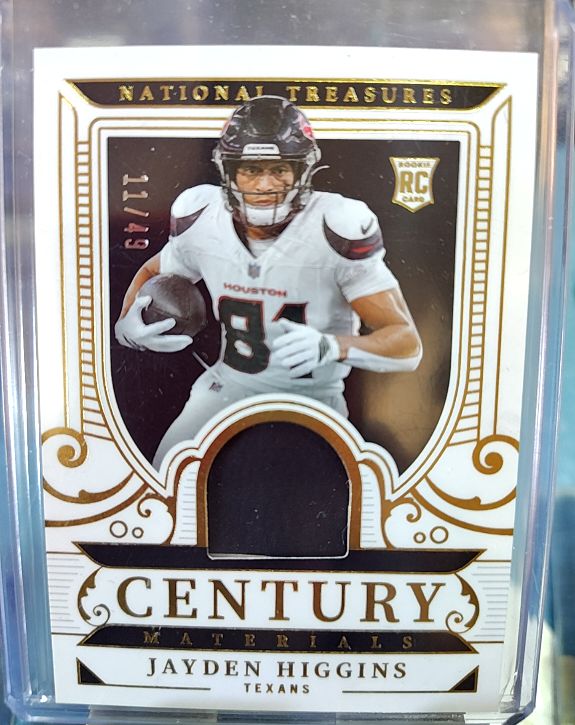 2025 Panini National Treasures Century Materials Jayden Higgins — front