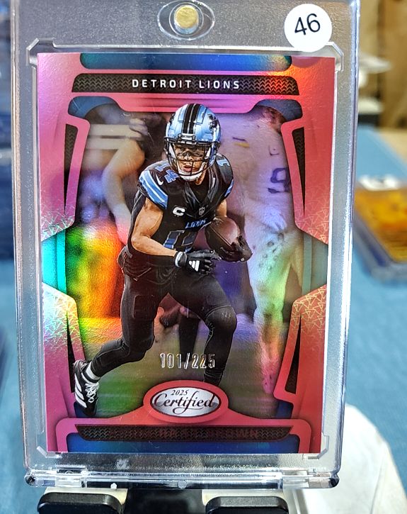 2025 Panini Certified #101 Jared Goff Mirror Pink Detroit Lions — front