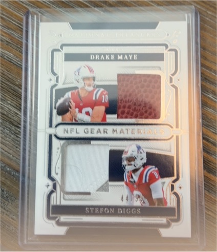 2025 Panini National Treasures NFL Gear Materials #Drake Maye / Stefon Diggs — front