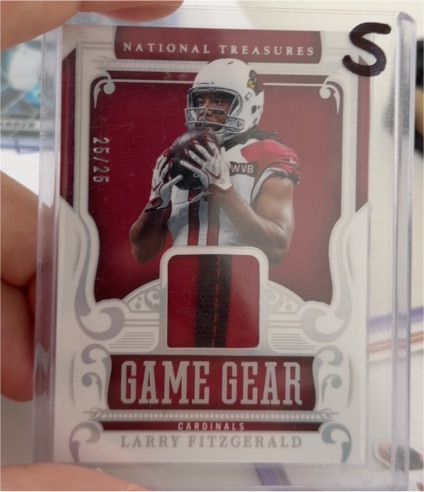 2025 Panini National Treasures Game Gear #GGR-LFD Larry Fitzgerald — front