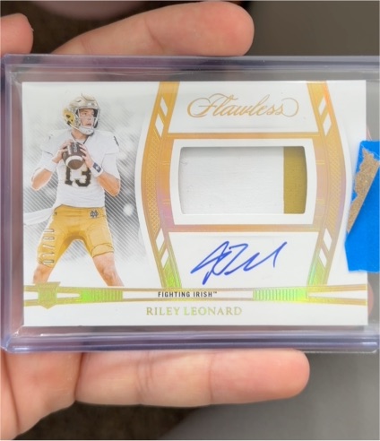 2025 Panini Flawless #RPAV-RLD Riley Leonard Rookie Patch Auto — front
