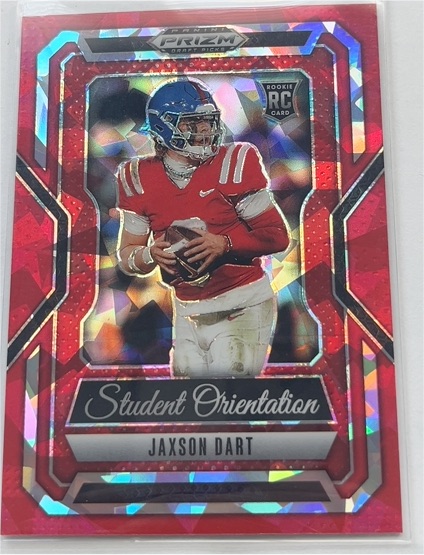 2025 Panini Prizm Draft Picks #9 Jaxson Dart Student Orientation Red Ice — front