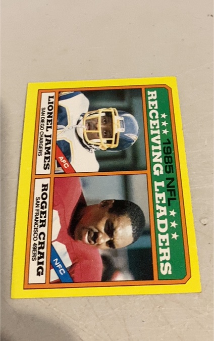 1986 Topps #226 1985 Receiving Leaders Lionel James / Roger Craig — front