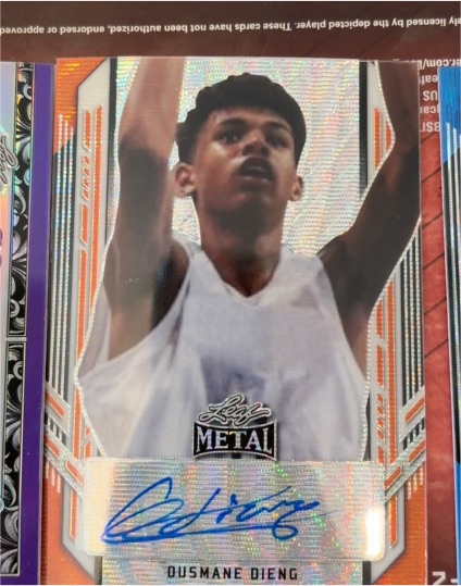 2021-22 Leaf Metal #PA-OD1 Ousmane Dieng Portrait Autographs Orange SP Auto — front