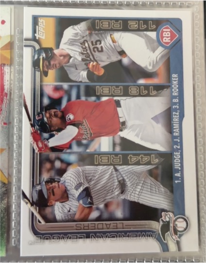 2025 Topps Series 1 #29 Aaron Judge/Jose Ramirez/Brent Rooker AL RBI Leaders — front