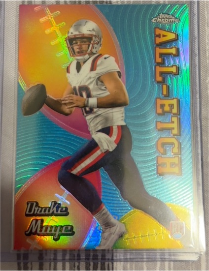 2024 Topps Chrome #CAE-DM Drake Maye All-Etch Refractor Rookie Card — front