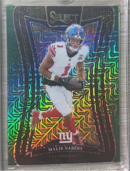 2024 Panini Select #29 Malik Nabers Black & Green Shock Prizm — front