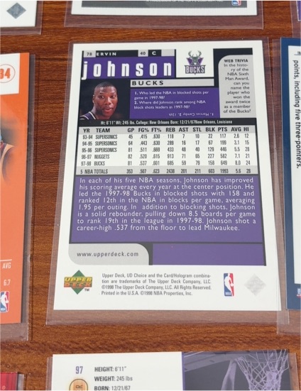 1997-98 Upper Deck #40 Ervin Johnson — front
