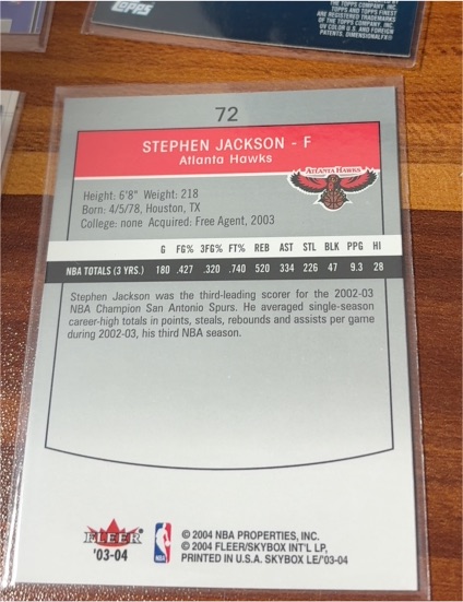 2003-04 Skybox LE #72 Stephen Jackson — front