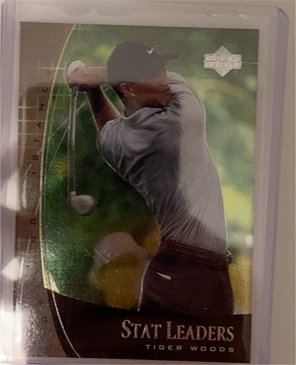 2001 Upper Deck Stat Leaders #SL2 Tiger Woods — front