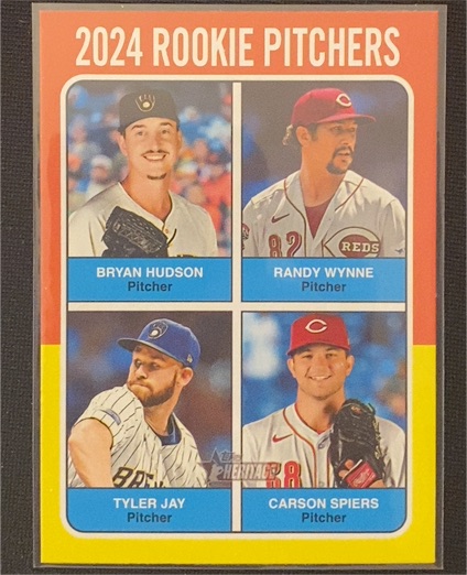 2024 Topps Heritage #614 2024 Rookie Pitchers Bryan Hudson Randy Wynne Tyler Jay Carson Spiers — front
