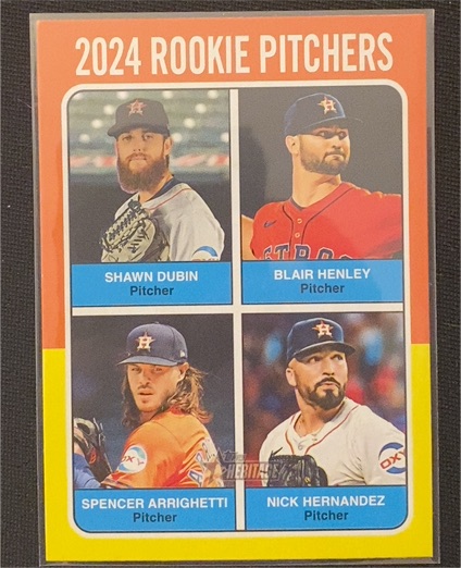 2024 Topps Heritage High Number #619 Rookie Pitchers Shawn Dubin Blair Henley Spencer Arrighetti Nick Hernandez — front