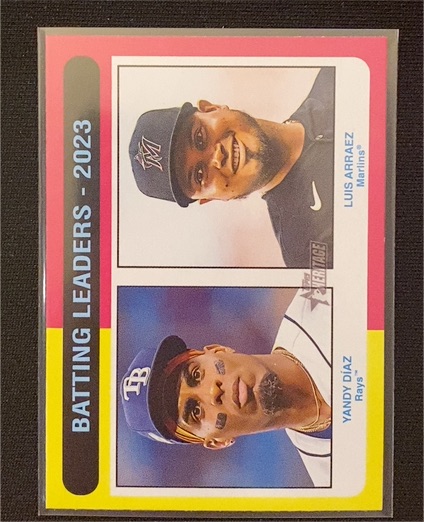 2024 Topps Heritage #306 Batting Leaders Yandy Diaz / Luis Arraez — front