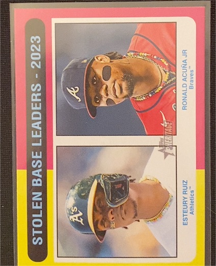 2024 Topps Heritage #309 Ronald Acuna Jr / Esteury Ruiz Stolen Base Leaders — front