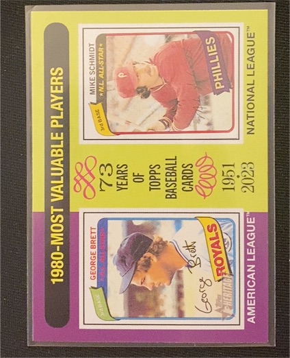2024 Topps Heritage #195 1980 MVPs George Brett / Mike Schmidt — front