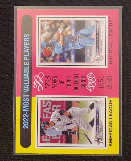 2024 Topps Heritage #212 Aaron Judge / Paul Goldschmidt 2022 Most Valuable Players — front