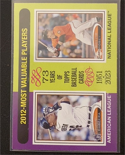 2024 Topps Heritage #199 2012 MVPs (Miguel Cabrera / Buster Posey) — front