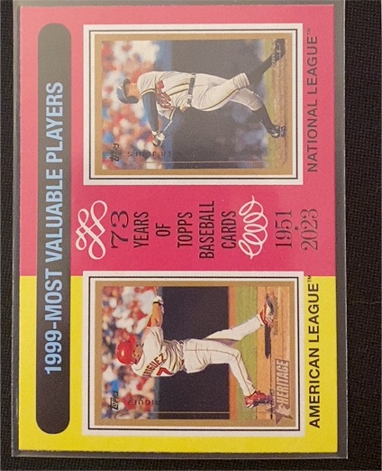2024 Topps Heritage #201 1999 Most Valuable Players Ivan Rodriguez / Chipper Jones — front