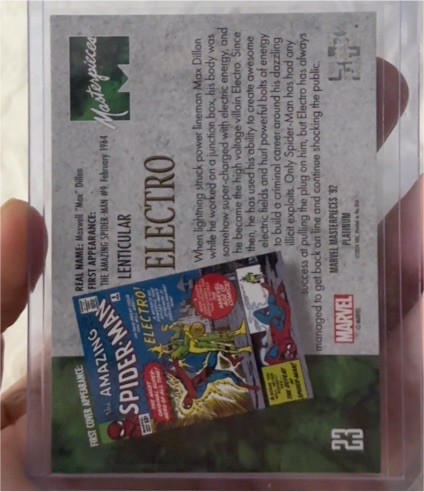 1992 Skybox Marvel Masterpieces Platinum #23 Electro — front