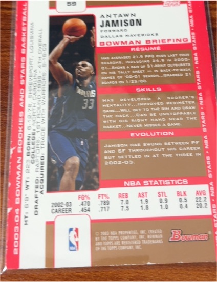 2003 Bowman #59 Antawn Jamison — front