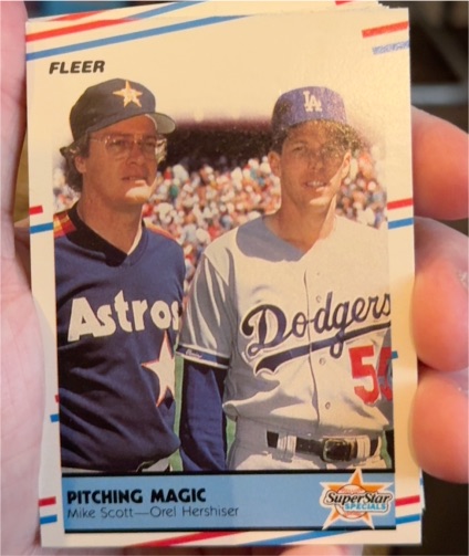 1988 Fleer #632 Pitching Magic Mike Scott & Orel Hershiser — front