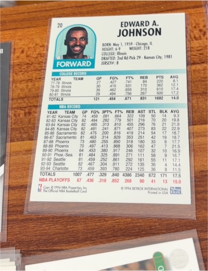 1994 SkyBox #20 Edward A. Johnson — front
