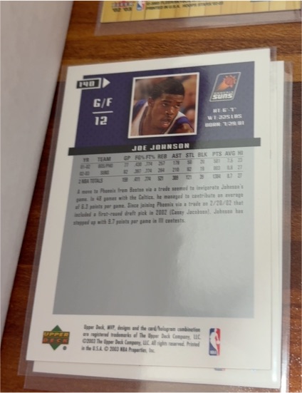 2001 Upper Deck #240 Joe Johnson — front