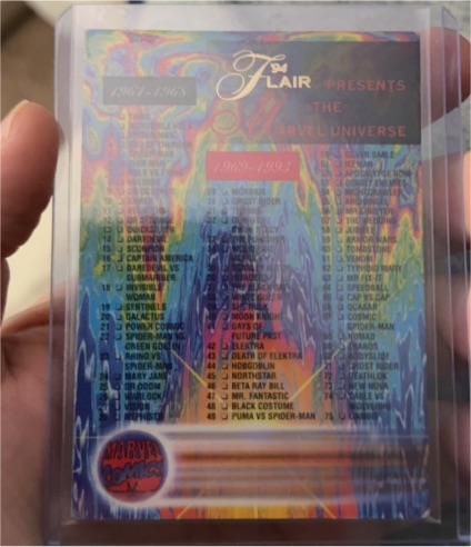 1994 Flair Marvel Presents The Marvel Universe #150 Checklist — front