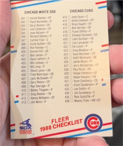 1988 Fleer #658 Checklist White Sox / Cubs / Astros / Rangers — front