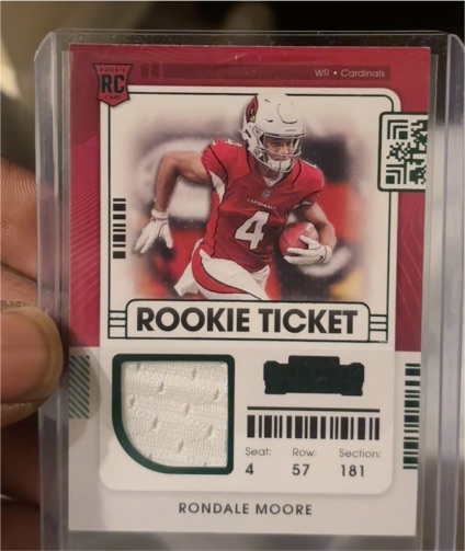 2021 Panini Contenders Rookie Ticket Patch #RTS-RMO Rondale Moore — front