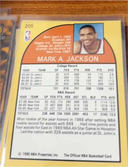 1990-91 NBA Hoops #205 Mark Jackson — front