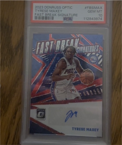 2023 Donruss Optic #FBSMAX Tyrese Maxey Fast Break Signature — front