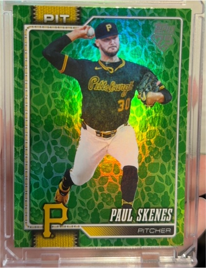 2026 Topps Series 1 #100 Paul Skenes Green Easter Foil Pittsburgh Pirates — front