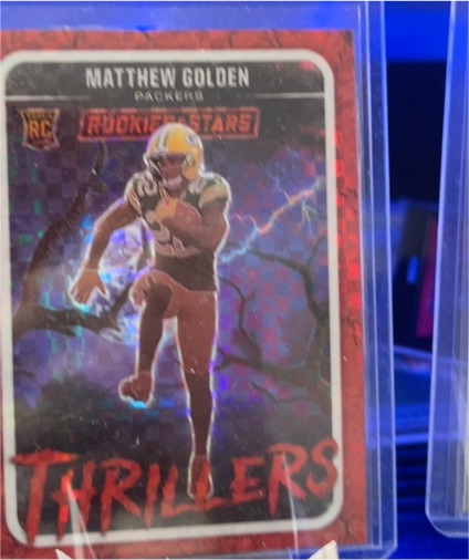 2025 Panini Rookies & Stars Thrillers Red Plaid Prizm #15 Matthew Golden — front